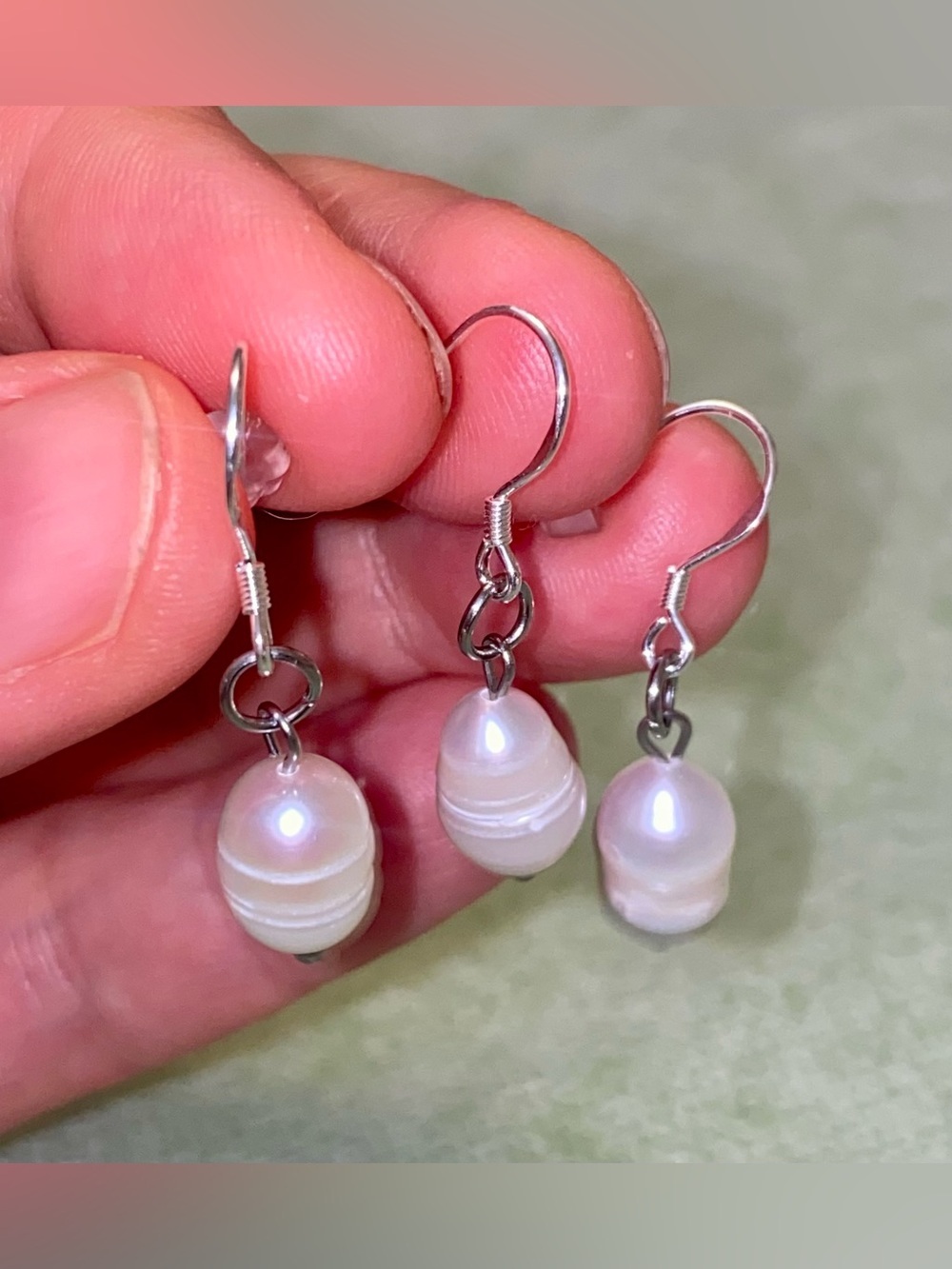 Pearl Drop Dangle Earrings - White